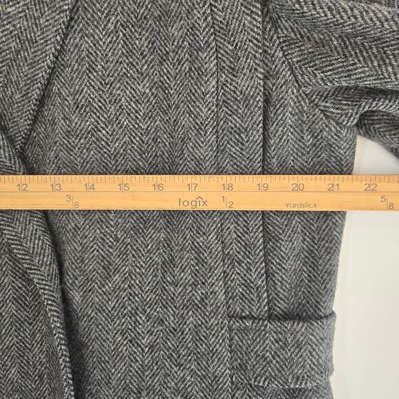 Adonna Women Vtg 90s USA Wool Blend Herringbone Double Breast Velvet Trim Coat S - Picture 10 of 12